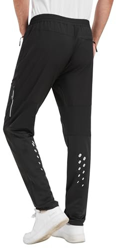 INBIKE Fahrad Hose Herren Lang Fahrradhose Sommer Fahrradbekleidung Rennrad MTB Jogging Radhose Radlerhose Reißverschluss Tasche Schwarz S