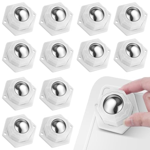 Flintronic Ruote per Mobili, 12 Pezzi Ruote per Mobili Pesanti, Caricare 200kg, Girevoli a 360°, senza segni sul pavimento, per Spostare Mobili, Tavolo, Armadio -Bianco