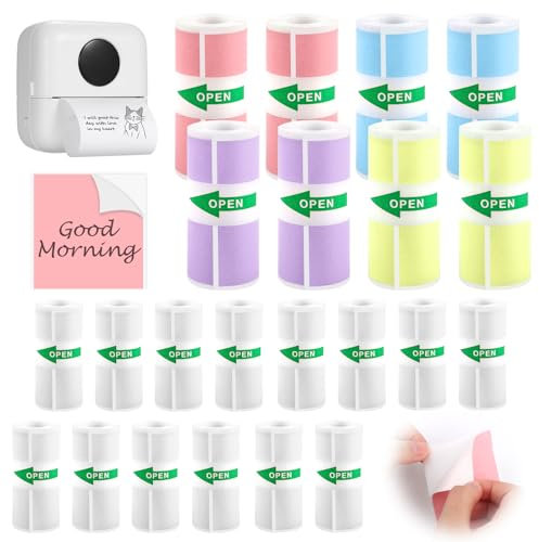 TOSAVGA 22 Rollen Thermorollen, 57 x 25 mm Thermopapier Kinderkamera, Mini Drucker Papier Selbstklebend, Mini Drucker Sticker Papier, Thermodruckerpapier für Kinder Sofortbildkameras