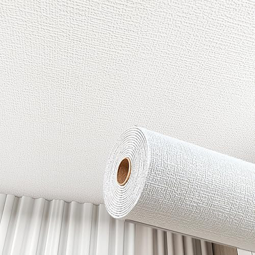 Dalle de Plafond Dalles de plafond autocollantes 3D, revêtement mural imperméable pour cuisine et sous-sol– Revêtement décoratif lisse à coller, panneaux de lambris légers auto-adhésifs(White,50cmx10m