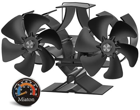 Miaton 12-Blade Stove Fan Silent Operation | Dual-Motor Log Burner Fan Heat Powered for Wood Burner/Wood Burning/Firepalce to Improve the Efficiency by 80% | Stove Accessories