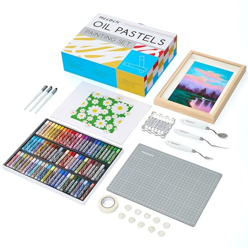 MEEDEN Soft Oil Pastels Set: 102Pcs Oil Pastel Kit with 72 Colors & 6 White Pastel - All in One Oil Crayons with Paper, Palette Knife, Masking Tape - Art Supplies for Artists Beginners Adult
