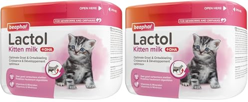 BEAPHAR – LACTOL – Lait maternisé pour Chaton en Poudre – Enrichi en DHA – Source de protéines de Haute qualité – pour Chaton Non sevré, Femelle gestante ou allaitante et Chat âgé ou Malade – 250 g
