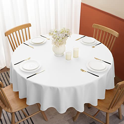 Softalker Stora runda vita dukar, 180 cm, eleganta, mycket praktiska och vattenavvisande fläckbeständiga, lätta att tvätta, för stora bord, familjemiddagar, fester, sammankomster och trädgård, vår och