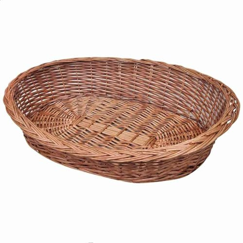 VIHHQGC Natural Willow Dog Basket Oval Pet Bed for Small Medium Breeds Lightweight Indoor Outdoor Use Durable Rustic Design Cozy Spot