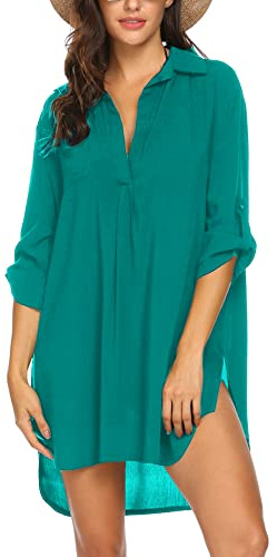 UNibelle Damen Strandkleid bikini täcka upp strandponcho Sommer Bademode strand Vertuschen skjorta