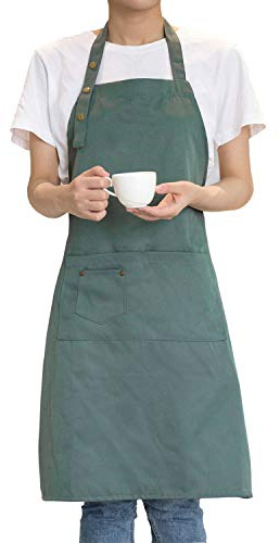 MORNITE Art Aprons for Painting Pottery Ceramics, Artist Apron Smock Mens Women Teaching Cooking Waterproof Green