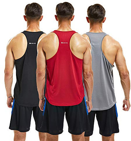 frueo 3 Pack Mens Running Tank Top Quick Dry Y-Back Shirts 20418 BGR S