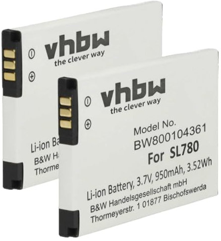 vhbw 2X Akku kompatibel mit Unify OpenStage SL6, SL400, SL450 schnurlos Festnetz Telefon (950 mAh, 3,7 V, Li-Ion)