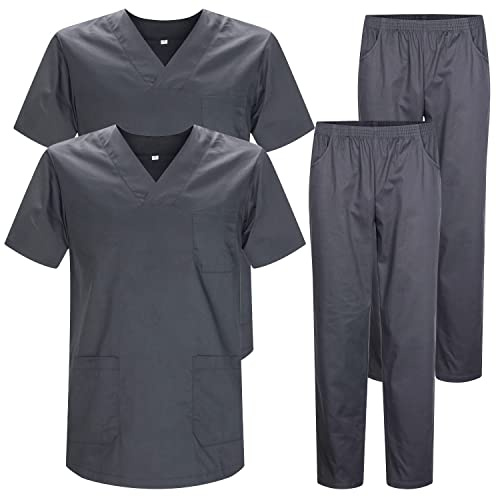 MISEMIYA - Pack * 2 Pcs - Unisex-Schrubb-Set - Medizinische Uniform mit Oberteil und Hose ref.2-8178 - 4XL, Grau 22