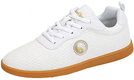 Scarpe per Arti Marziali Scarpe Tai-Chi da Uomo Scarpe Classiche da Kung Fu Traspiranti Scarpe da Ginnastica Qigong in Tela,Bianca,44 EU