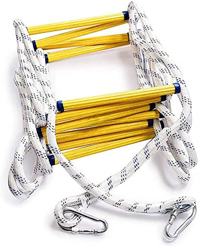 AiQima Escalera de Escape, Escalera de Cuerda para Incendios | Escalera Extensible de Emergencia | Resistente a la Intemperie con Ganchos de Resorte/a/40M/131.2Ft