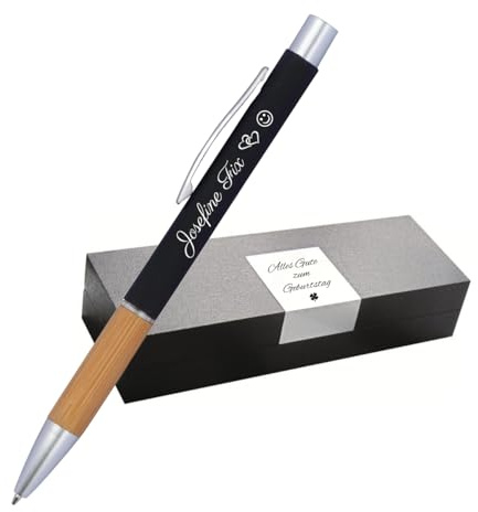 Schmalz® Kugelschreiber mit Gravur | mit Bambusgriffzone | einzigartige Stifte mit Namen personalisierte Geschenke | mit Wunschgravur
