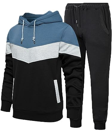 FTCayanz Trainingsanzug Herren Jogginganzug Set Sportanzug Langarm Freizeitanzug Hausanzug Männer Tracksuit für Gym Sport Outdoor Denim Blue XL