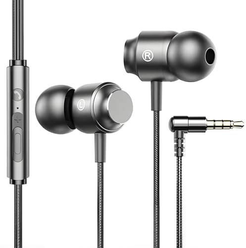 Auriculares In Ear con Cable y Microfono, Auricular con Jack 3.5mm para Movil, Cascos Musica, Audífonos para Phone 16 Pro MAX, Pad, Samsung, Xiaomi, Gaming, MP3, Tablet, Nero