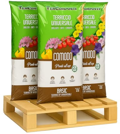 COMODO 70 L Terriccio Universale – Substrato organico concimato per rinvasi e aiuole, miscela torba, compost, drena bene e nutre a lungo 3 Sacchi X 70 LT (210 LT)