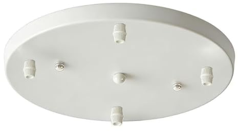 AstrizLamp 4 Agujero Embellecedor Lampara Techo 35cm Circular Roseta de Techo de Metal Blanco Hierro Cubierta Lámpara de Techo 4 vía Fijación al Techo con Accesorio para plafones, lámparas colgantes