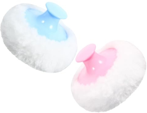 TOYANDONA Houppette à Poudre Bébé Douce 8 Cm, Lot de 2 Pièces Bleu Clair et Rose Pâle, Peluche Hypoallergénique, Application Précise, Soins Bébé à Domicile Voyage