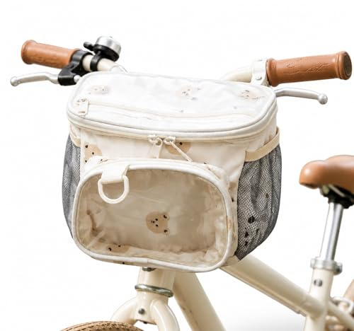 Sukizifa Kids Bike Basket, Waterproof Front Handlebar Bag with Zipper for Balance Bike, Tricycle and Scooter, Small Bicycle Basket for Boys and Girls