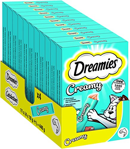 Dreamies Katzenleckerlis Creamy Snacks mit Lachs – köstlich cremiger Geschmack – 44 Portionsbeutel (11 x 4 x 10g)