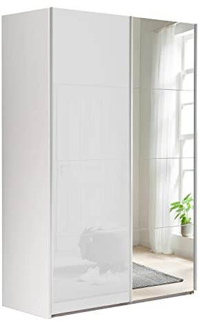 Composad | Armadio della Linea SYSTEMA, Armadio a 2 Ante Scorrevoli con Ante a Specchio, Camera da letto, (LxAxP) 150x223x67 cm, Colore Bianco Laccato, Made in Italy
