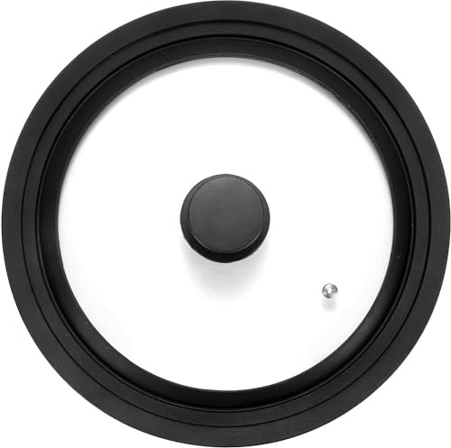 Universal Lid for Pots, Pans and Skillets Fits 28cm, 30cm & 32cm Diameter Cookware - Frying Pan Cover Universal Glass Lid with Heat Resistant Silicone Rim ＆ Tempered Glass