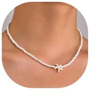 Lameybrt Muschelkette choker kette damen surferkette ethno muschel kette boho schmuck Choker Halskette Weiße Muschelkette (shell 4)