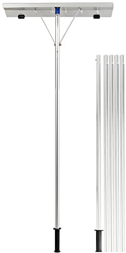 COSTWAY Rastrillo de Aluminio para Nieve, Altura Ajustable 160-610cm, Rastrillo de Nieve con Cuchilla y Tubos de 5 Secciones, Rastrillo de Techo Quitanieves con 4 Postes Extensibles