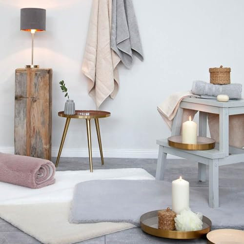 Knutzen Wohnen Badteppich flauschig 70 x 120 cm Silber - Badezimmerteppich Fussbodenheizung geeignet - Badteppich rutschfest waschbar - Kuschelige Badematte für Ihr Zuhause