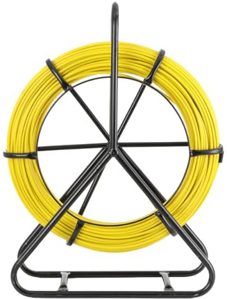 NICCOO Aiguille de Tirage en Fibre de Verre, 6mm 100m Roue en Fer Ruban à Poisson Ruban à Poisson en Fibre de Verre avec frein Bande de poisson en fibre de verre Brin Rigide D’Aiguillage