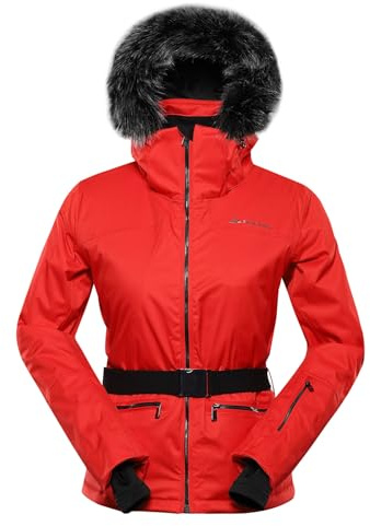 ALPINE PRO OLADA - Veste de ski pour femme - Courbée - Avec capuche - Veste de snowboard stretch avec fourrure - Veste d'hiver avec jupe pare-neige - Veste d'extérieur - Veste de randonnée - Veste
