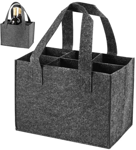 Jinsion Wine Bottle Carry Box with 6 Removable Compartments,