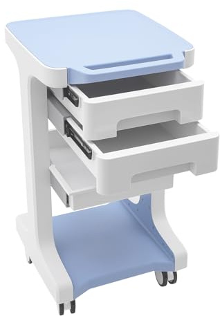 VonVVer Carrello medico con 2 cassetti 41x41x67cm, carrello per salone di bellezza, carrello cosmetico, capacità di carico 50kg, carrello per salone di bellezza con vano portaoggetti, 4 ruote