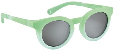 BÉABA, Lunettes de soleil pour enfant 2-4 ans, Protection 100% UV - CAT 3, Protection Latérale, Confort Optimal, Branches ajustables 360°, Adapable à la vue, Collection Retro, Happy Rainbow green