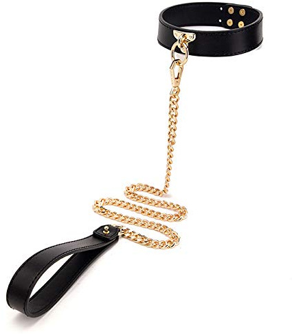 Girocollo in pelle da donna, collane con O-ring gotico con catena, collare punk rock, cintura girocollo sexy imbracatura umana sottomesso, collane regolabili per Halloween Cosplay accessorio, Nero ,