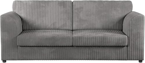 Bliss Furniture's Jumbo Cord High Back 3-Seater Sofa | Elegant High Back 3 Seater Sofa in Soft Cord Fabric: Redesign Your Living Room for Superior Comfort and Style (Grey, 3 Seater)