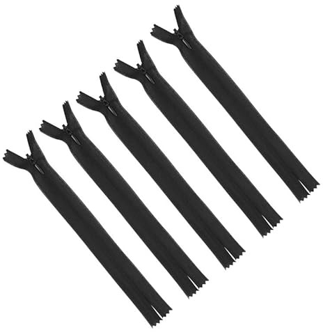 5 Pieces Nylon Invisible Zippers for Sewing 60cm Black Nylon Hidden Zippers for Bags,Pouches,Pillow Covers Making and Replacement