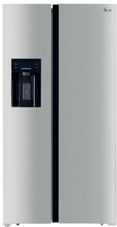 Hoover Free Standing Side By Side Fridge Freezer, 2 Doors, No Frost, E Class, 556L Total Capacity, Water and Ice Non Plumbed Silver 91x70x178cm - HOSS3T918EIXK