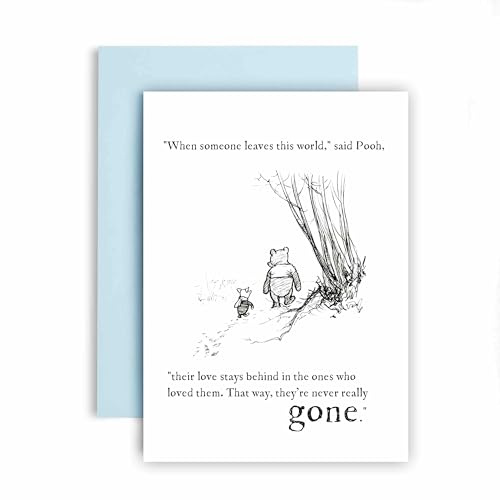 Huxters Sympathy Card – Pooh and Piglet Loss and Remembrance – Never Really Gone – Sorry for Your Loss, Thinking of You, Condolences (Never Gone)
