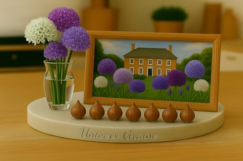 Lot de 12 Bulbes Alliums d’ornement - Allium en mélange – Blanc, violet clair et violet foncé - 12 bulbes calibre 10/12 - Fleur Jardin - 895