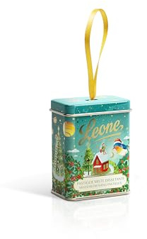 Leone dal 1857 Pastiglie Leone Miste Dissetanti, Lattina Appendibile, Idea Regalo Natale, Design Azzurra Nidi, 1 x 30g - Dolci Scrigni Incantati