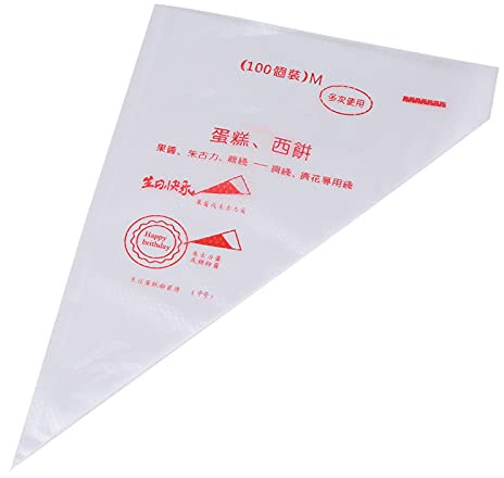 Aolidsive Sacchetti per Tubazioni in Plastica per Uso Alimentare da 100 Pezzi, Strumento per Decorare Pasticceria Antiscivolo Addensato per Torte Fondente e Cupcake, con Ugello per (M)