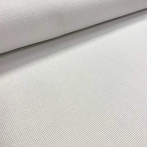 Kt KILOtela - Tissu Panama Point de Croix, Tissu Aïda Coton, Broderie, Travaux Manuels, 5,5 points/cm, 14 count, 50 cm Longueur x 150 cm Largeur, Blanc - 0,5 mètre