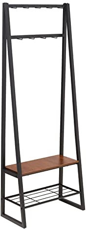 Amazon Basics 9-Hook Coat Rack with Shoe Bench and 2-Tier Storage, 70.1 x 33 x 175.2 cm, Black