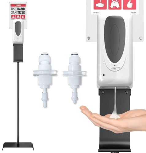 iTouchless Sensor Sanitizer Dispenser with Floor Stand and Sign Board, 1000 ml Capacity, For Gel, Liquid, Alcohol, Touchless and Automatic for Enhanced Hygiene in Lobbies, Stores, Schools, Healthcare