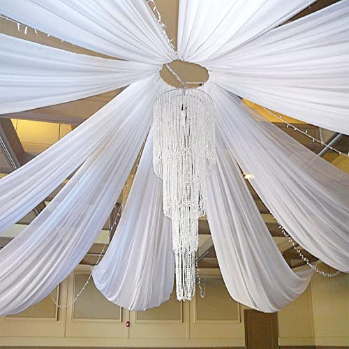 MoKoHouse - Cortinas de Techo Blancas para Bodas, 6 Paneles de 1,5 x 3 m, Cortina de Gasa de Tela para Fiestas, Ceremonias, escenarios, decoración de Boda