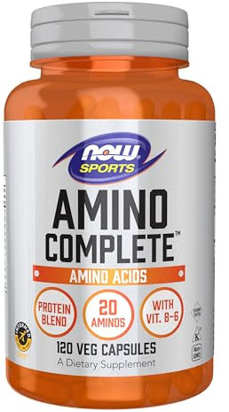 Now Foods, Amino Complete (Miscela di Aminoacidi), 120 Capsule vegetali, con BCAA, Testato in Laboratorio, Senza Glutine, Vegetariano, Non OGM