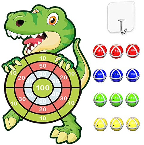 76cm Dinosaur Toys for Boys - Kids Toys Velcro Dartboard Set with 12 Sticky Balls, Indoor & Outdoor Party Tossing Games for Boys Girls Adults Birthday Gifts Xmas Stocking Fillers for 4-9 Year Old Boys