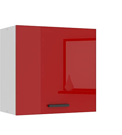 Belini Hängeschrank Küche, Küchenschränke SG. Breite 60 cm. Oberschrank mit 1 Tür, Küchenhängeschränke, Wandschrank Hängend, Rot Hochglanz