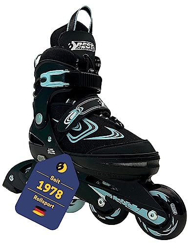 Best Sporting Inline Skates Kinder I Rollschuhe größenverstellbar I robuste Inliner für Jugendliche mit Bremse I schwarz/blau I Rollerskates Schuhe Kinder I Inliner mit 4 Rollen